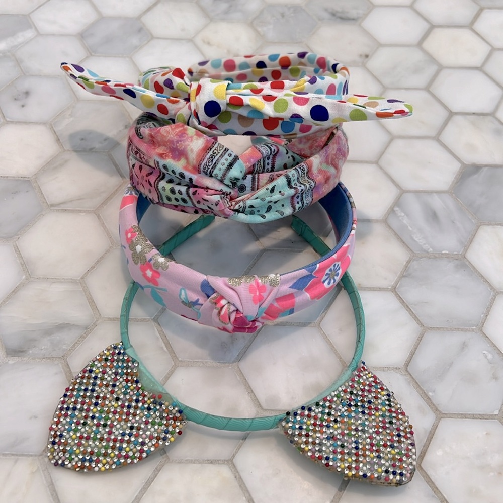 HEADBAND BUNDLE Of Polka Dot, Floral, Paisley & Cat Ear Girls Headbands